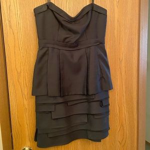 Strapless black sheath dress
